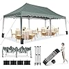 Hoteel 10×20 pop up canopy tent for parties outdoor canopy tent waterproof easy setup tent heavy duty with church windows sandbags rolling bag for party backyard wedding event grey green  urban country home decor