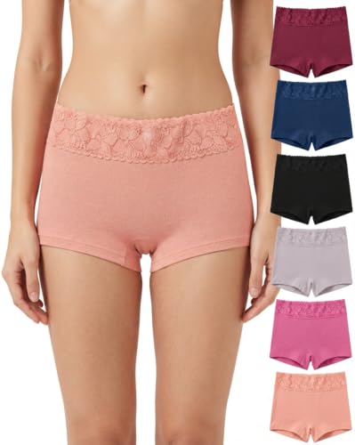 Image of NICSY Womens Underwear Cotton Bikini Panties Lace Soft Hipster Panty Ladies Stretch Full Girls Briefs (Multicolor)
