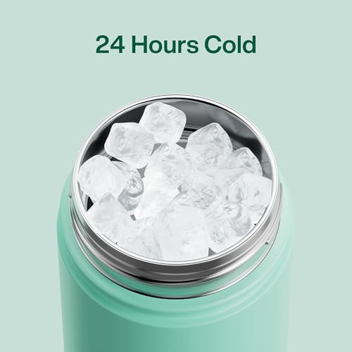 Image of Kids Insulated Water Bottle with Straw - 12oz Stainless Steel Water Bottle with Dual Spouts, Leak-Proof, BPA-Free, Double Wall Vacuum Keeps Cold for 24 Hours for Sports, Travel, School (Brook Green)