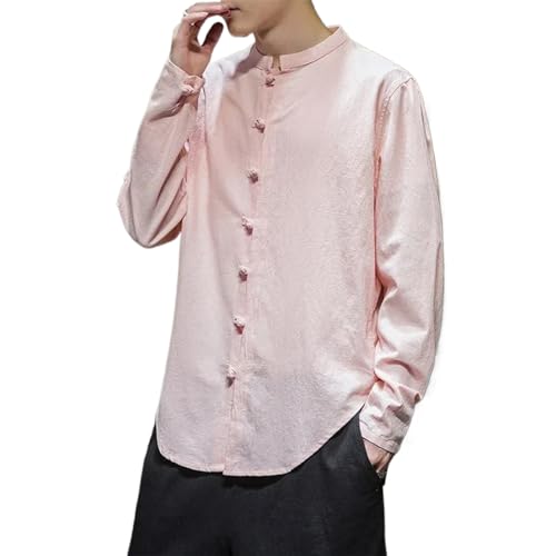 Chemise en lin homme anti transpirante coupe ample à col montant style chinois rétro