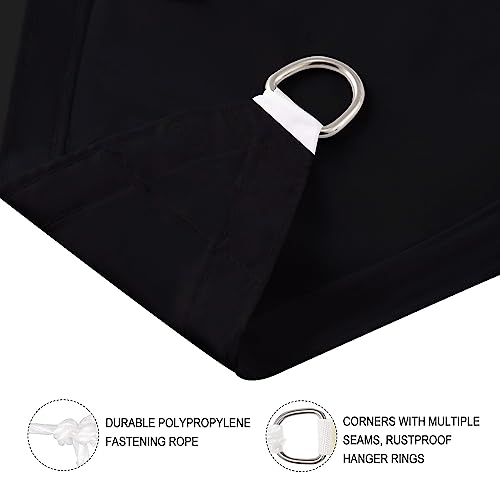 Voile d'ombrage rectangulaire 100% polyester solaire noir résistant avec corde libre - 6