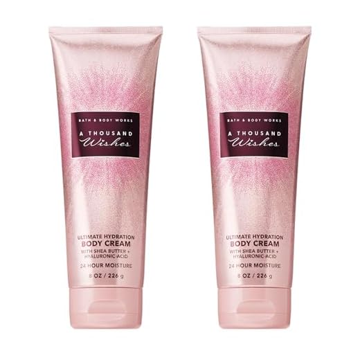 Bath & Body Works A Thousand Wishes Body Cream, Ultimate Hydration Moisturizer with Shea Butter & Hyaluronic Acid for Dry Skin, Prosecco and Peony Scent, 8 oz - 2 Pack