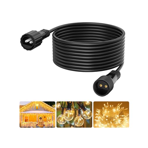 Catena di prolunga 6 m, per illuminazione natalizia, catena di luci esterne, 2 poli, impermeabile, cavo di prolunga per lampadine G40, rete luminosa, pioggia di ghiaccio