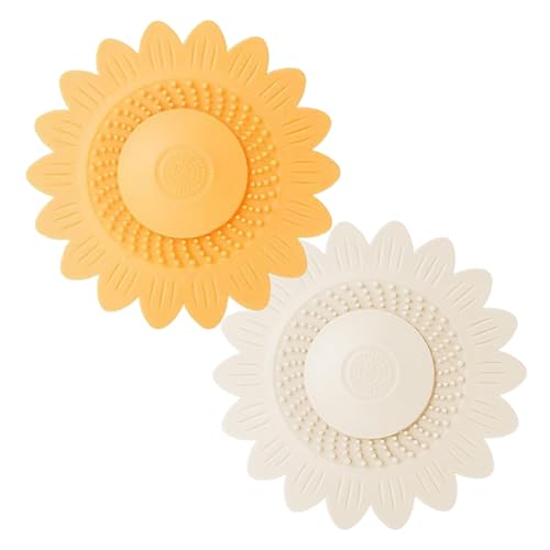 NEWOMEVA Drain Stopper 2 Pack,Shower Drain Cover,Drain Plugs with Double Filtration,Flower Shaped Bathtub Drain Stopper,for Kitchen, Bath and Laundry Drains