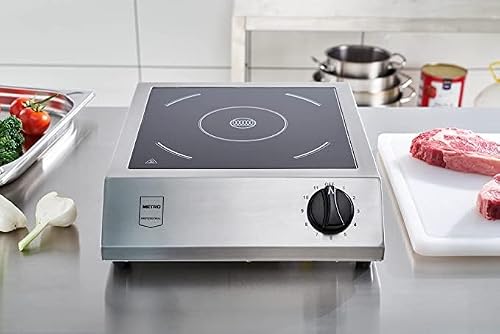 Foto von METRO Professional Induktionskochfeld GIC3500, Edelstahl/Glaskeramik, 3500 W, 11 Leistungsstufen, LED-Anzeige, automatische Topferkennung, Überhitzungsschutz, Silberknopf (schwarz)