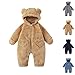 Newborn Baby Plush Jumpsuit Furry Soft Infant Onesie Outwear Winter Outfit Cute One-Piece Romper for 0-1 Years