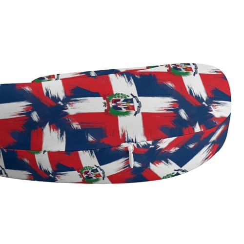 Image of Unisex Travel Neck Pillow Memory Foam U Shaped Cushion Dominican Republic Grunge Flag, Washable Cover for Men Women Airplane Car Home Rest