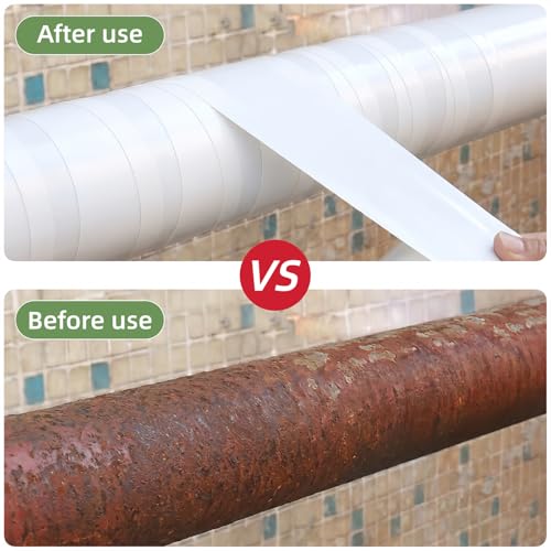 Image of Pipe Wrap Tape 100' Length x 2 inch Width -10 Mil Thick,PVC Corrosion Protection,Width White Insulation Tape for Drain Pipe, Metal & Electrical Piping, Underground Pipe (2 Pack)