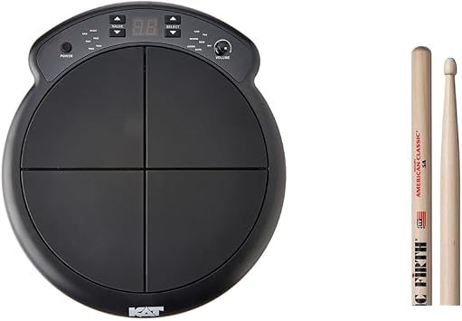 Kat Percussion KTMP1 Electronic Drum and Percussion Pad Sound Module, Black & Vic Firth American Classic 5A Drum Sticks