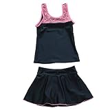 [Teddy] スクール 水着 女の子 セパレート 小学生 キッズ 子供 ジュニア 女児用 スカート 2点セット kids306 (B：ピンク, XL(120cm))