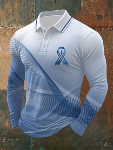 Prostate Cancer Awareness Shirts for Men Warrior Support Blue Ribbon Polo Shirt2