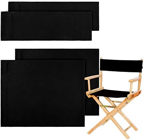 2 Set Directors Chair Canvas Replacement, Makeup Chair Seat and Back Replacement Cotton Canvas Stool Protector for Home Director Chair Medium Size(Black)