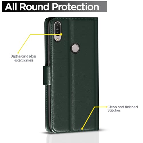 Image of Pikkme Flip Cover for Asus Zenfone Max Pro M1 Leather Finish | Inside TPU with Card Pockets | Wallet Stand and Shock Proof | Complete Protection Flip Case(Green)