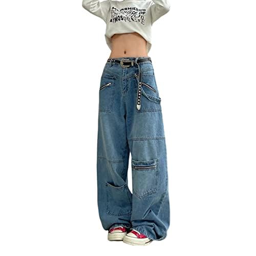 Gothic Jeans Women's Hip-hop Street Fashion Design Jeans Couple Casual Loose Straight Pants2