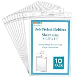 Beebel 10 Pack Job Ticket Holders 8 1/2' x 11' Waterproof Zip Page Protectors Heavy Duty Dry Erase Document Storage Shop Ticket Holders (Clear-Vertical)