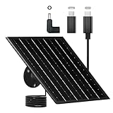 NEWCONNY Solar Panel for Security Camera IP65 Waterproof USB Solar Panel Charger Type-C Port、Micro USB Port＆DC Port Solar Sanels for Cameras with 9.8ft Charging Cable 5V 6W Charging Power (Black-1)
