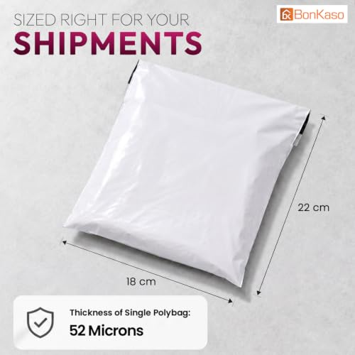 Image of BonKaso 18x22 Inch Poly Courier Bags with POD Jacket | 55 Micron Tamper-Proof, Waterproof, Tear-Resistant Shipping Envelopes for Secure Packaging & Delivery - Pack of 100