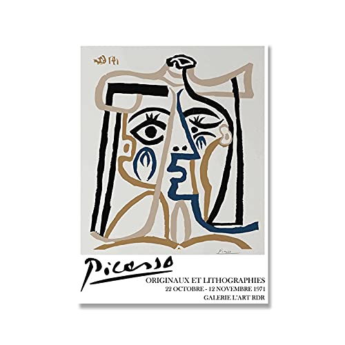 Toile Picasso visage abstrait impression murale haut de gamme 50x70 - 6