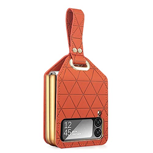 Coque Samsung Z Flip 4 rigide orange protection intégrale faux cuir