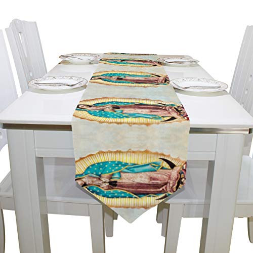 Abbylife Virgin Mary Our Lady Of Guadalupe Mother Of The Lord 13" X 90" Rectangle Table Runner Polyester Tablecloth Placemat(Both Sides) For Office Kitchen Dining Wedding Party Home Decor #TOP4