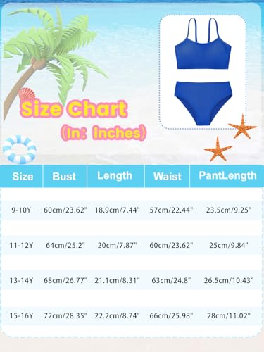 Image of Girl's 2 Piece Swimsuit Solid Spaghetti Strap Bikini Sets Beach Bathing Suit Swimwear for Teen Kids