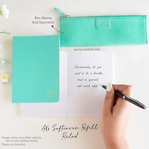 Image of NEORAH - A6 Ruled Notebook SOFT COVER | Organiser REFILL | Ruled Journal | 110 GSM | 160 pages (Size 14.8 cm x 10.5 cm) Planner Journaling Writing Note Taking Diary, Travellers Journal-TEAL