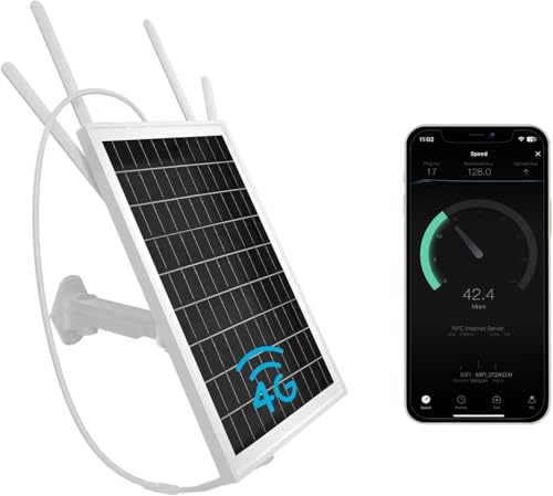 LASTCOW 15W Solar Powered 4G LTE Modem Router, Outdoor Solar Powered WiFi Extender Signal Booster with SIM Card Slot, Solar WiFi Router for Garden, Farm and Ranch, 50M WiFi Range, IP66 Waterproof