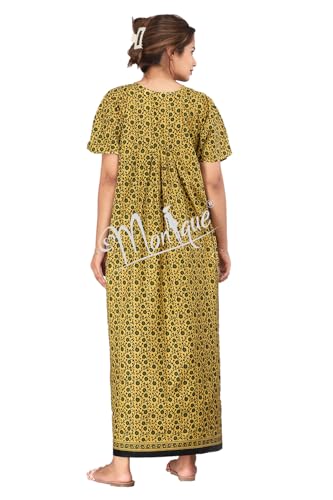 Image of Monique Brand 100% Pure Cotton Nighty for Woman | Floral Gown for Women Night Wear | Cotton Nighty for Women Stylish | Maxi for Women Cotton