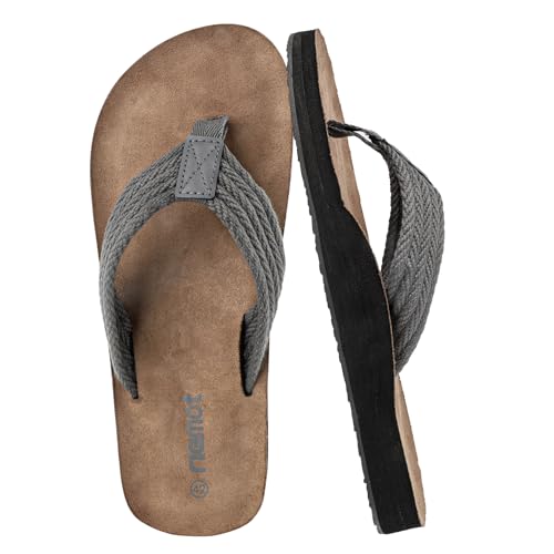 riemot Chanclas Hombre,Sandalias Hombre Verano con Soporte para el Arco,Chanclas de Ducha Antideslizantes para Playa, Piscina,Flip Flops Suaves y Amortiguadoras Gris-EU42