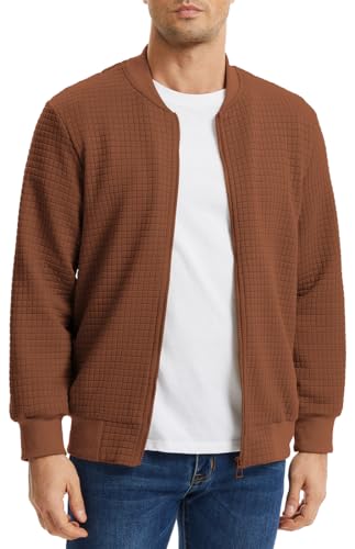 PANOZON Casacos de homem casaco de beisebol casual casaco de manga comprida camisola para homem, caqui, Unissexo médio