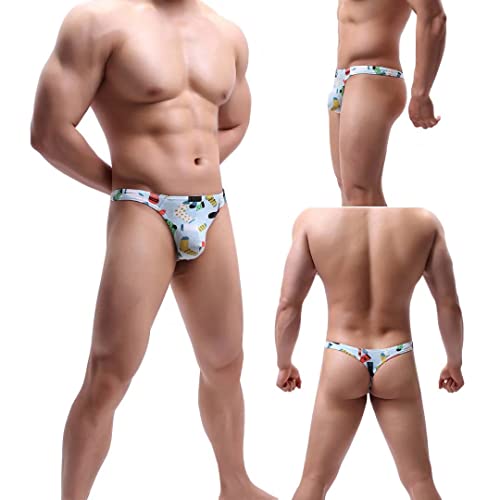 Pdbokew Men's Cotton Thong Underwear Cute Cartoon Pouch Underwear 6Pack M #TOP3