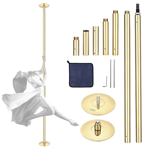 AW 10 FT Spinning Static Dancing Pole Kit w/Extensions Fitness Dance Exercise Gold