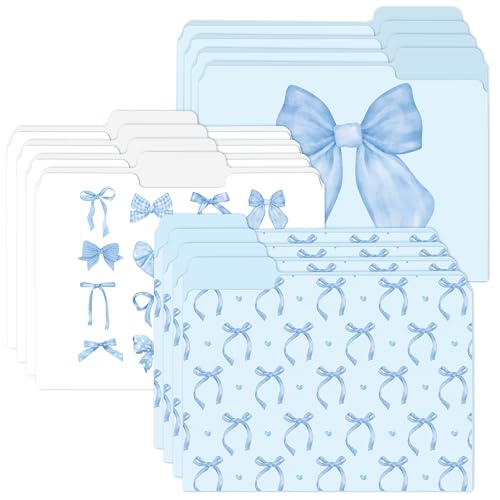 Dossier décoratif coquette nœud bleu lot de 12 chemises format lettre pour documents de bureau