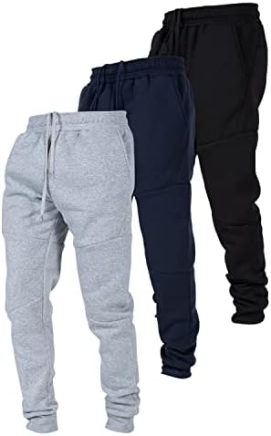 Ultra Performance 3 Pack Fleece Active Tech Joggers for Men, Mens Sweatpants with Zipper Pockets