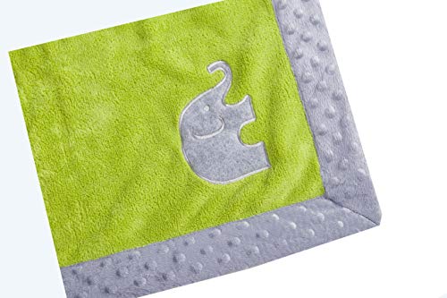 Bacati Elephants Blankets, Lime With Grey Border #TOP4