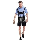 CHIYEEE Herren Oktoberfest Kostüm Erwachsene Bier Festival Lederhosen Kostüm Komplett-Set Schwarz M