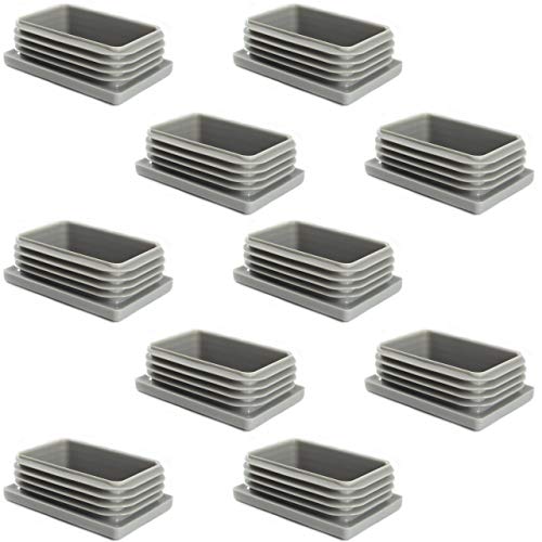 Enkotrade 10 Stück Lamellenstopfen Grau für Rechteckrohre, 60x40 mm, Rohrabdeckung aus hochwertigem Polyethylen Kunststoff, Stopfen, Endstopfen, Kappen, Gleiter | Rohrstopfen Rechteckig Cover