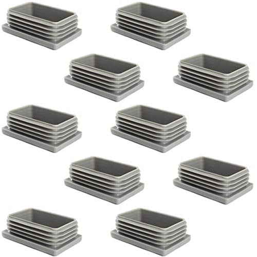 Enkotrade Lot de 10 bouchons à lamelles gris pour tubes rectangulaires, 50 x 30 mm, cache-tubes en plastique polyéthylène de qualité supérieure, bouchons, bouchons, patins | Bouchons rectangulaires