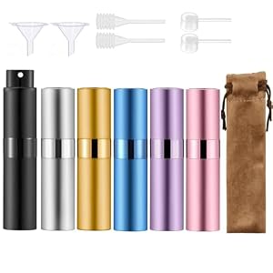 6pcs Atomizer Perfume Spray Bottle for Travel, 8ml Travel Perfume Bottle Refillable,Twist Type Pocket Cologne Sprayer for Women Men