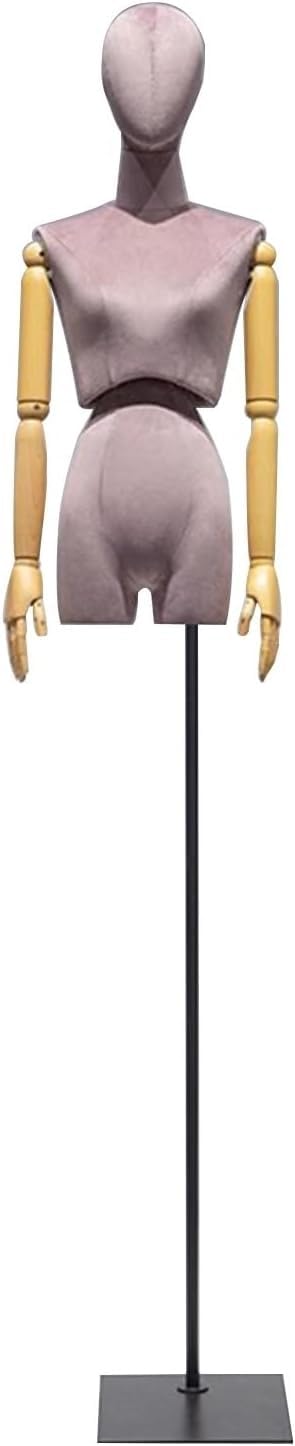 CONGRUI Clothing Store Showcase Female Body Retail Mannequins Velvet Torso Adjustable Height 83 96 in Manikin Detachable(Pink Black)