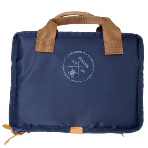 聖書カバー 讃美歌収納タイプ 持ち運びに便利 キリスト教 聖書 讃美歌 一体型 ブックカバー 辞書カバー 収納ポケット付き (ツイル ネイビー, 中型用(B6))