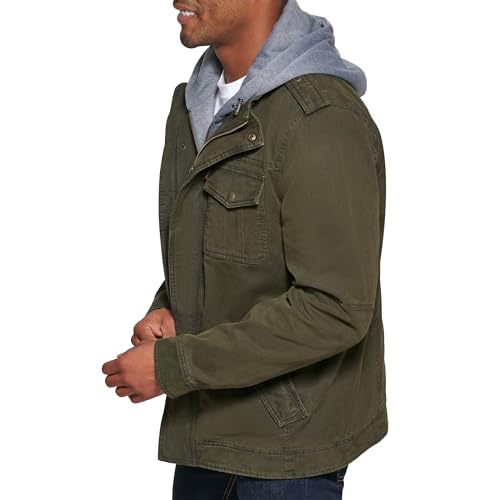 Image of Levi's Men's Washed Cotton Hooded Military Jacket (Regular & Big & Tall Sizes)