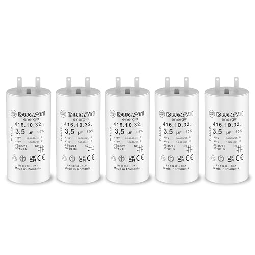 Lot de 5 Condensateurs 3,5 uF pour Volet Roulant SOMFY, SIMU, NICE - Réparation Condensateur de Moteur Haute Qualité 10Nm - Condensateur Cosses Faston 2,8mm pour Moteur de Volet et Store - VOLET TECH
