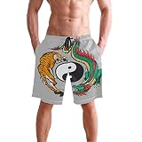 ALARGE Herren Beach Boardshorts Tiger Dragon Badehose Wear Quick Dry Badeanzüge