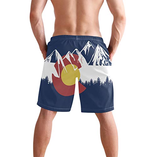Colorado Flag Mountain Village Day Swim Trunks Summer Beach Shorts Pockets Boardshorts Men Mesh Lining2