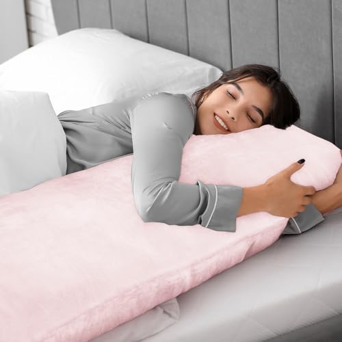 Image of BEDELITE Body Pillow Cover with Zipper, Pink, 20x54 Inch, 1 Pack | Body Pillow Pillowcase, Super Soft and Cozy Fuzzy Fleece, Luxury Plush Long Pillowcase, Versatile Comfort for All Seasons