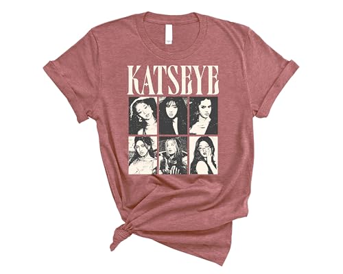 KATSEYE Vintage Style Photo Collage T Shirt Retro Pop Culture Casual Streetwear Tee (Heather Mauve, Youth Large)