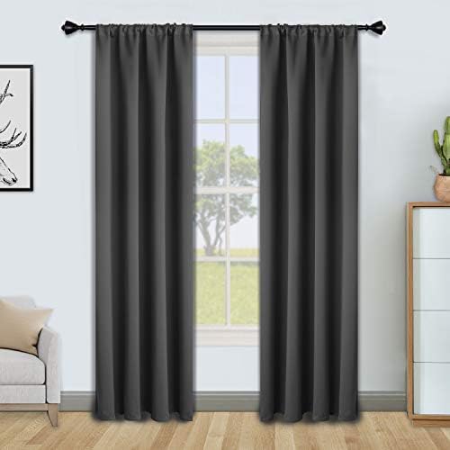 FLOWEROOM Blackout Curtains for Bedroom - Thermal Insulated Rod Pocket Window Curtains, Darkening Curtain for Living Room, Beige, 2 Panels, W46 x L54 inch (117cmx137cm)