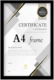SILD A2 Poster Frame - Solid Wood Frames Black Picture Frame A2 with Mount for A3 Frame