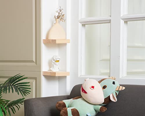 Qsqueen Floating Shelves Set Of 2, Rustic Solid Wood Floating Shelf Wall Storage Shelves, 7.68 Inch Hanging Shelf With Invisible Brackets, For Bathroom, Bedroom, Kitchen, Office, Living Room Decor #TOP4